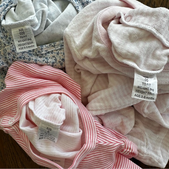 Marquise Bundle Blue Floral Warm Pink White Stripe Footies Girls Summer Outfit - Picture 3 of 12